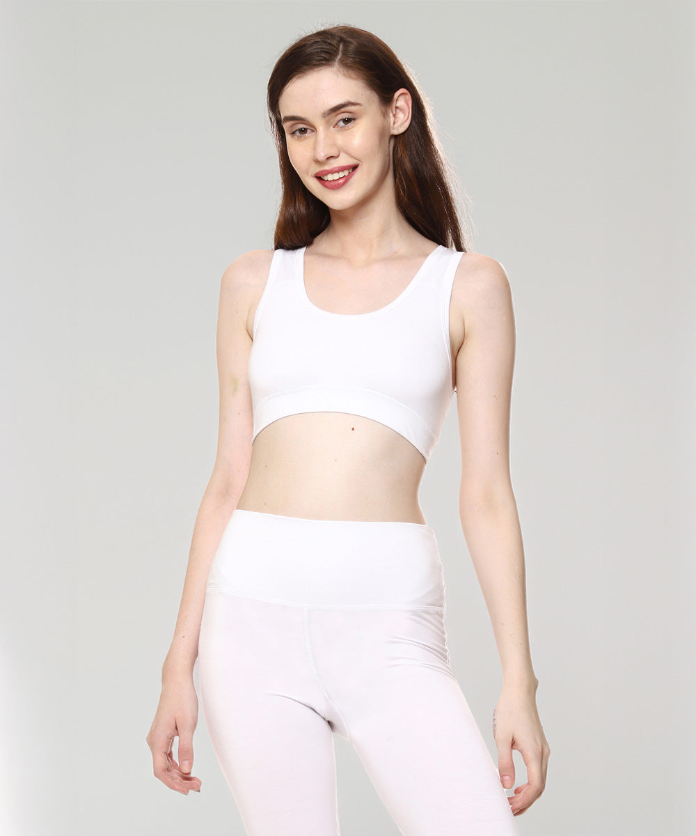 Naturefab Women's Bamboo Sports Bra White-1
