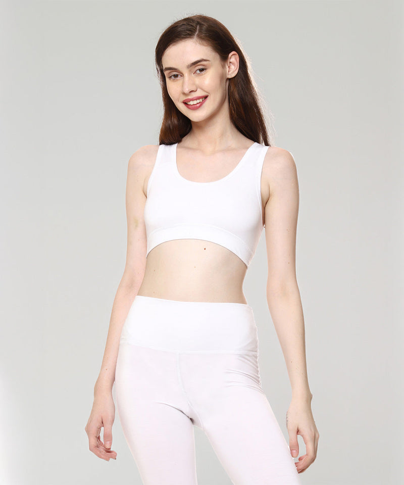 Naturefab Women's Bamboo Sports Bra White-1