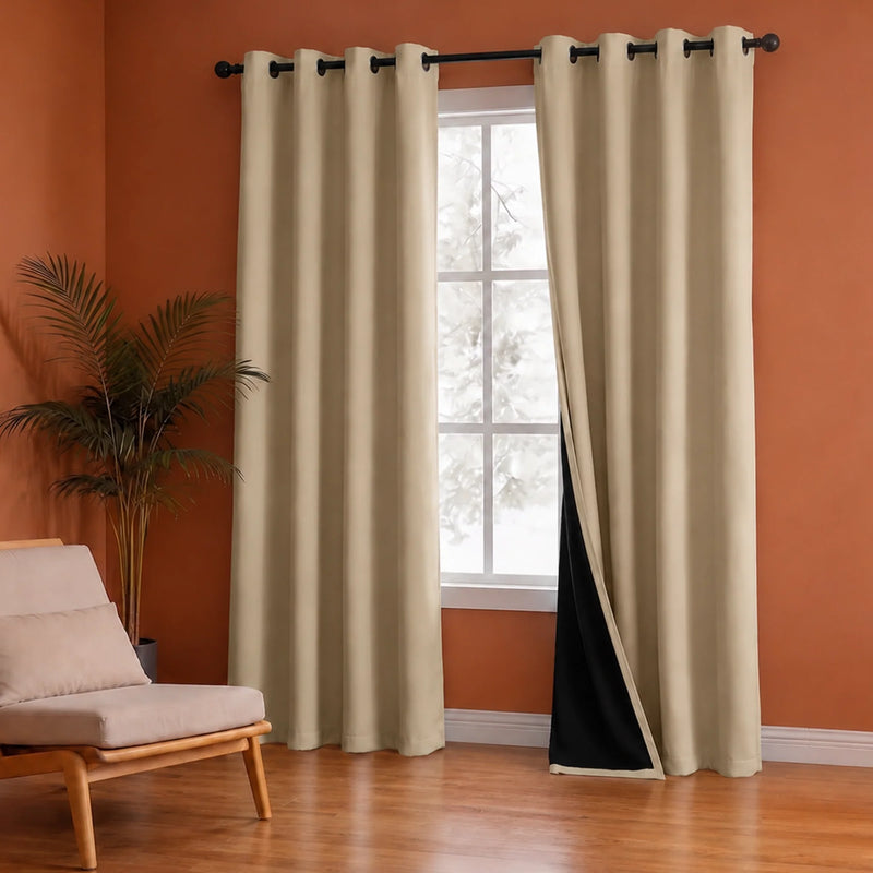 Fort Essential - Black Backing Blackout Curtain (Dutch White)-4