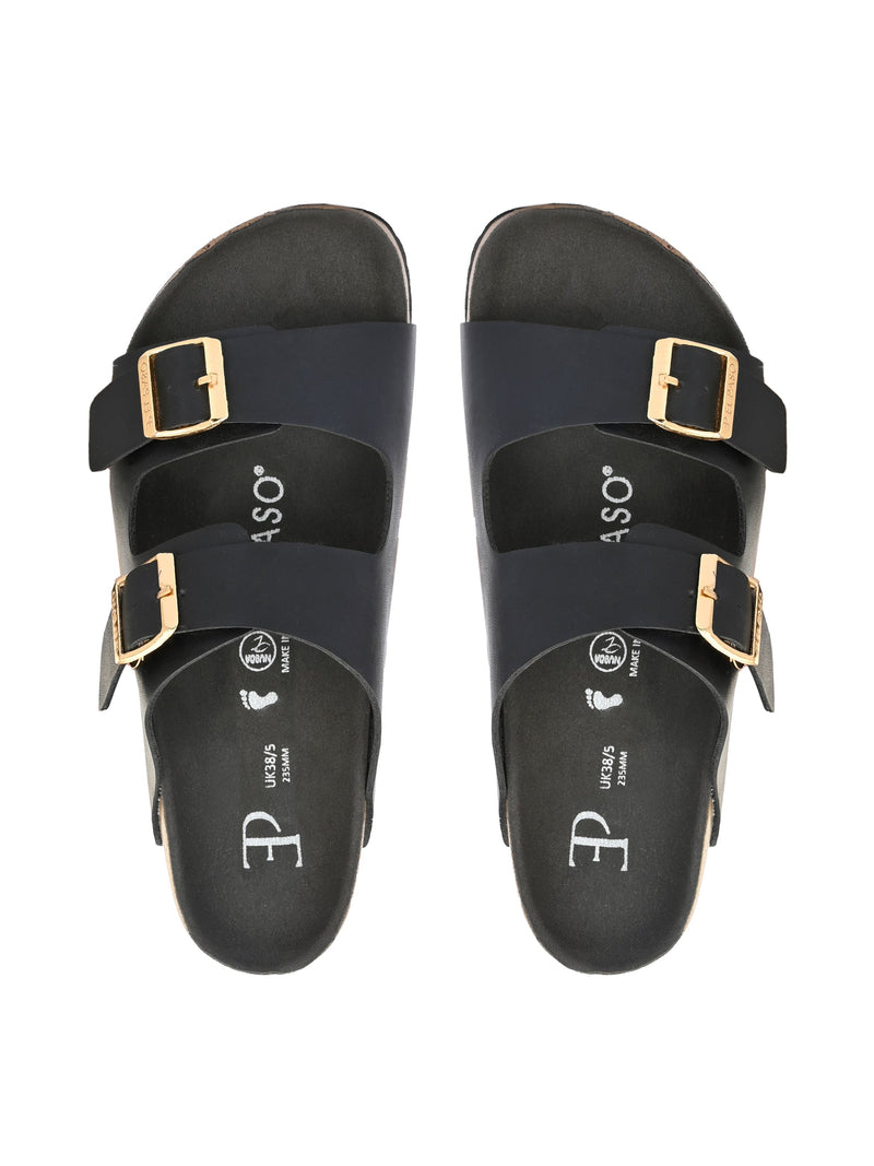 Luxurious Camel Leather Double-Strap Sandal For Women-66