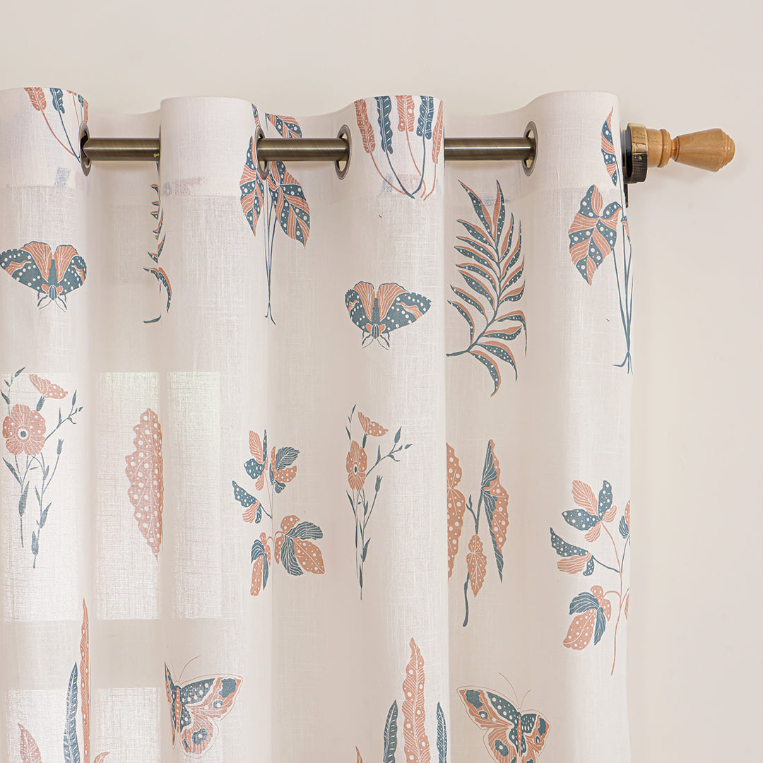 White Lunaria Garden Eyelet Printed Sheer Curtain-2
