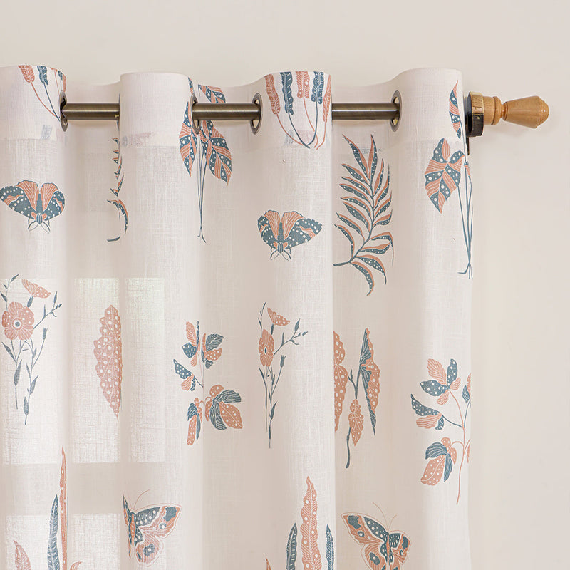 White Lunaria Garden Eyelet Printed Sheer Curtain-2