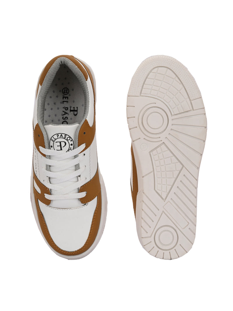 EL PASO Faux Leather Casual Shoes Lace Up Sneakers For Women-53