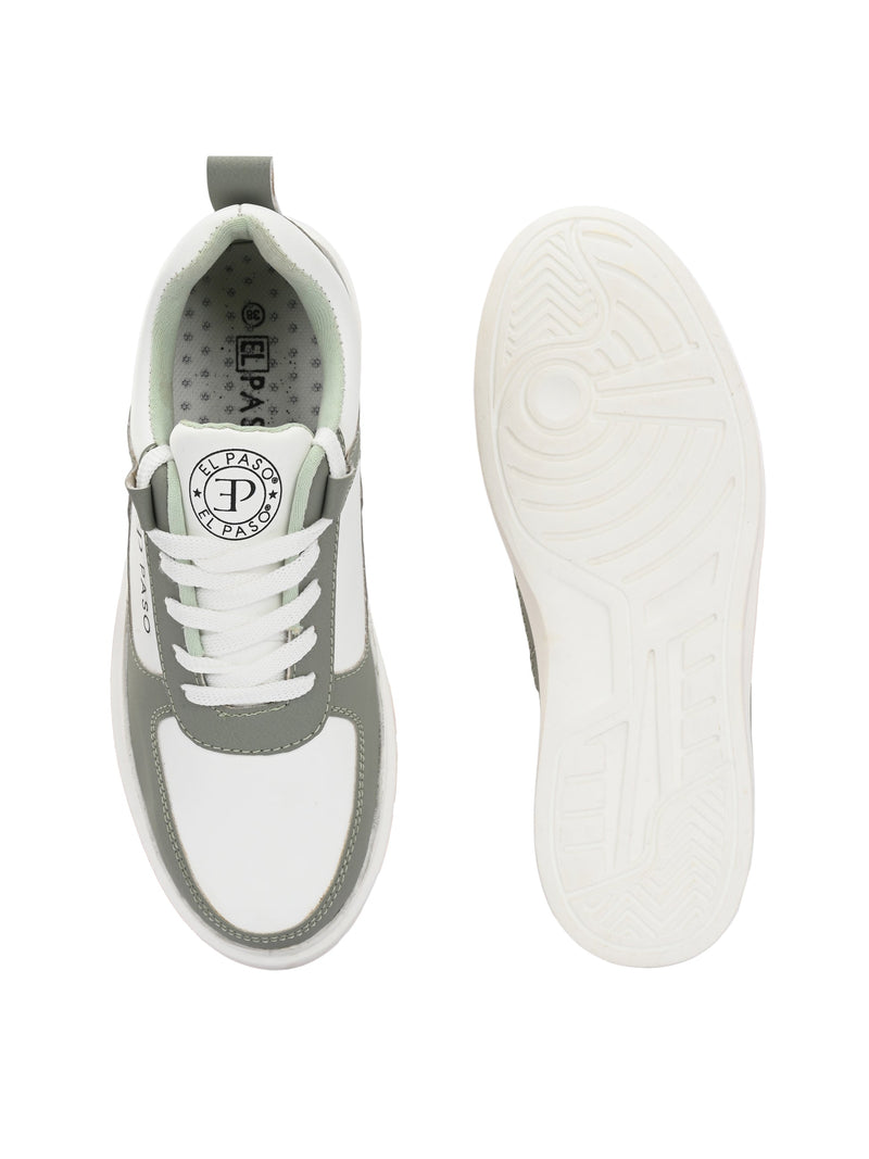 EL PASO Faux Leather Casual Lace Up Sneakers For Women-50