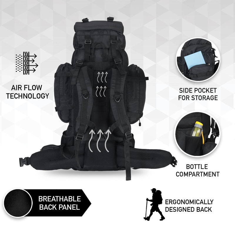 95 Litres Impulses Impulse Captain Black Trekking bag-4