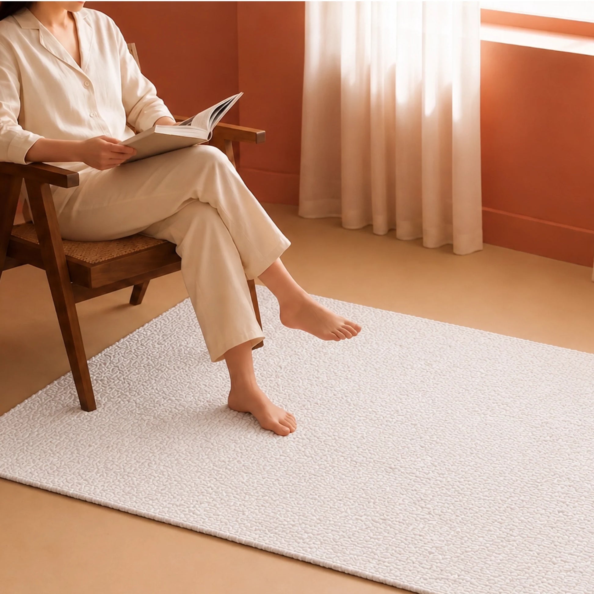 Tessitura Chromatic - Herringbone Cotton Rug (White)-5