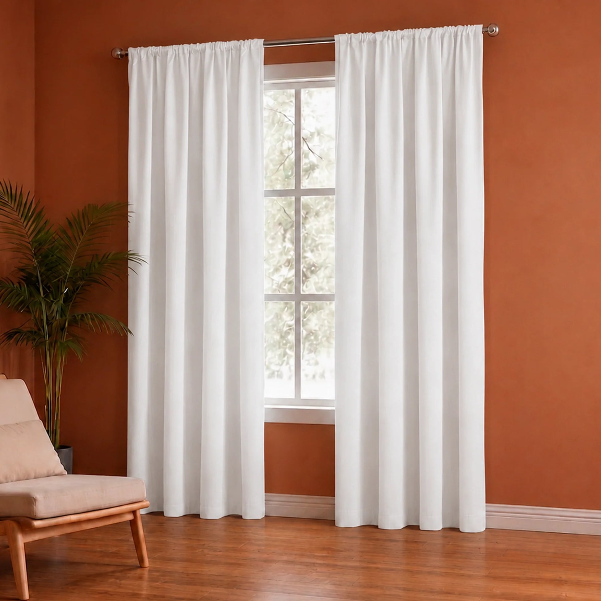 Fort Royal - Rod Pocket Velvet Curtain (White)-4