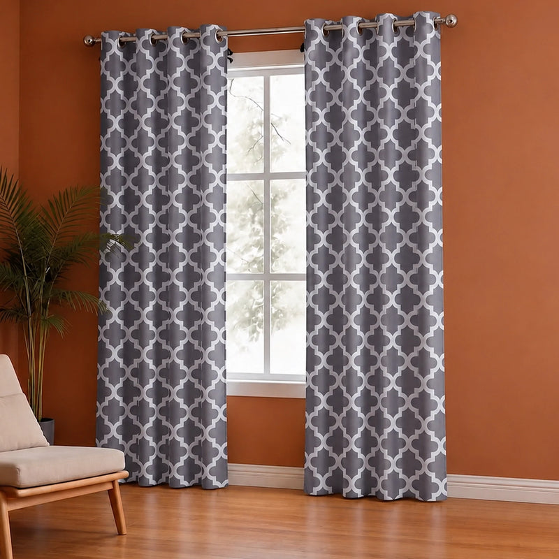 Imprimer Quatrefoil Printed Semi Blackout Curtain-4