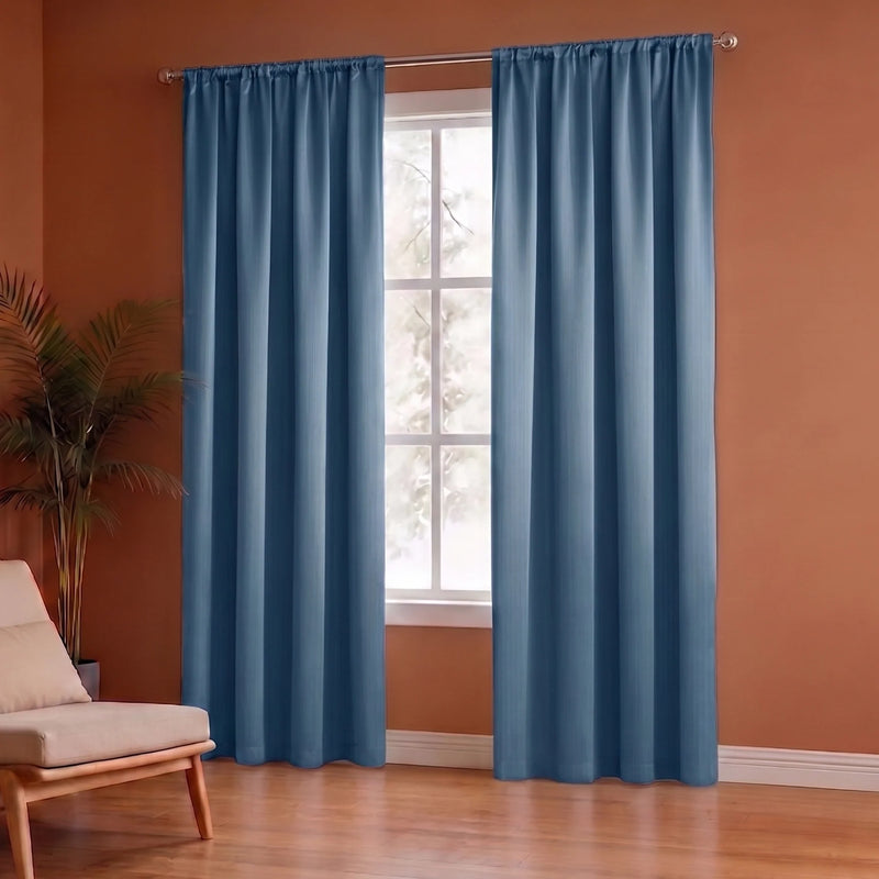 Fort Essential - Rod Pocket Blackout Curtain (Blue)-4