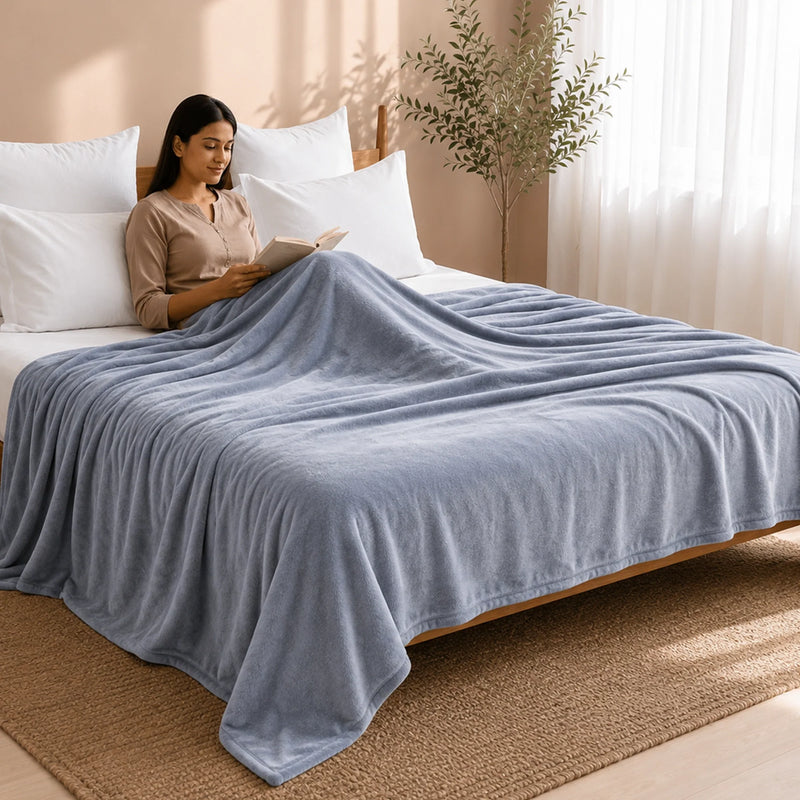 Fort Mellow - Solid Plush Blanket (Frost Blue)-4