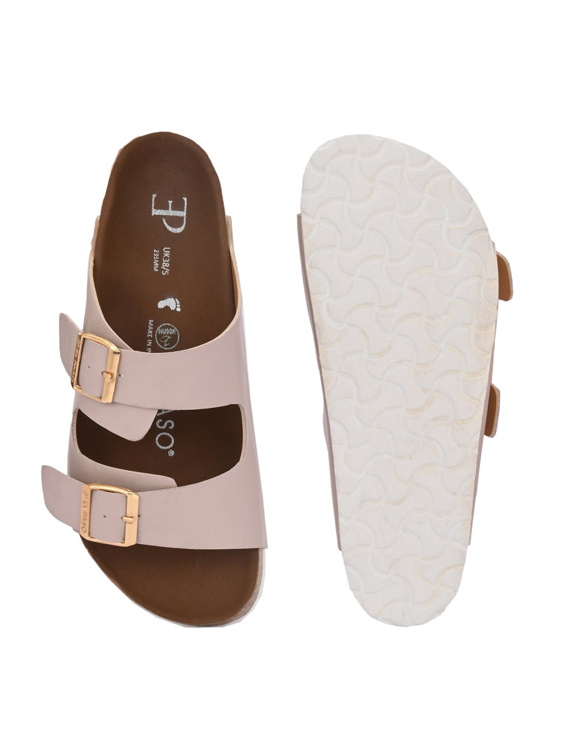 Luxurious Camel Leather Double-Strap Sandal For Women-5
