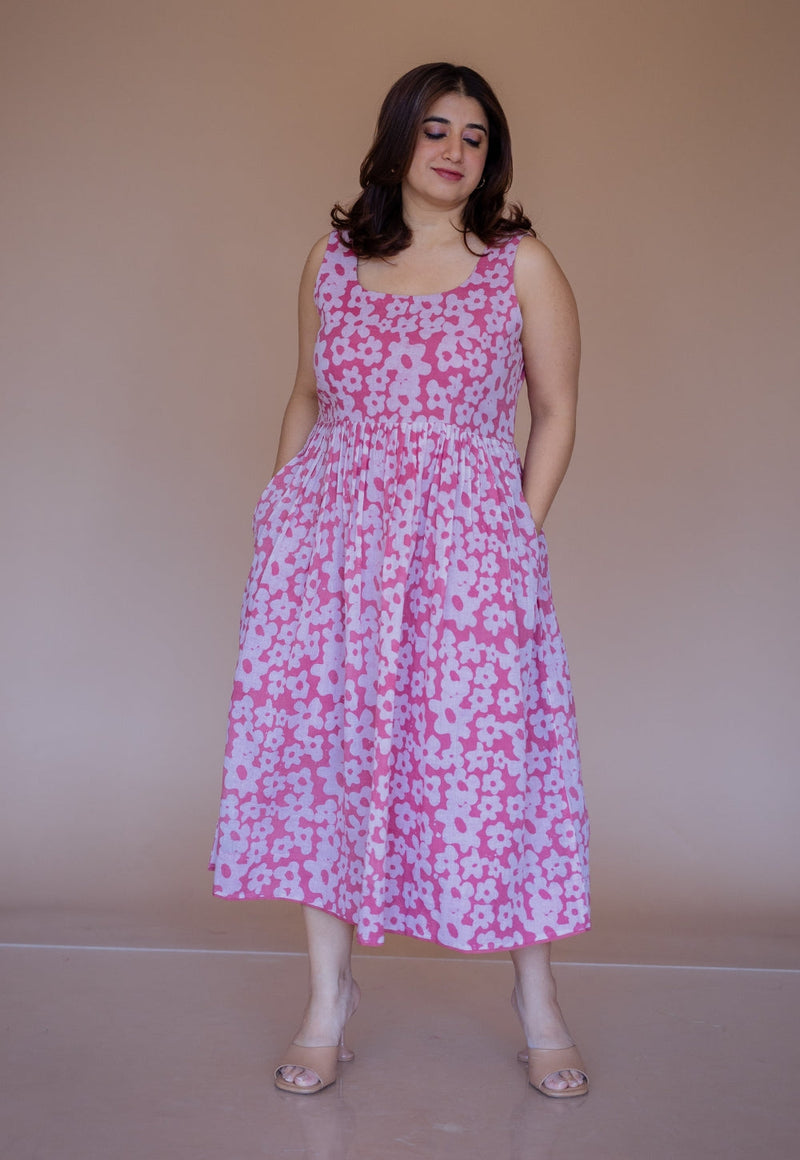Sidra Pink Batik MulMul A Line Dress