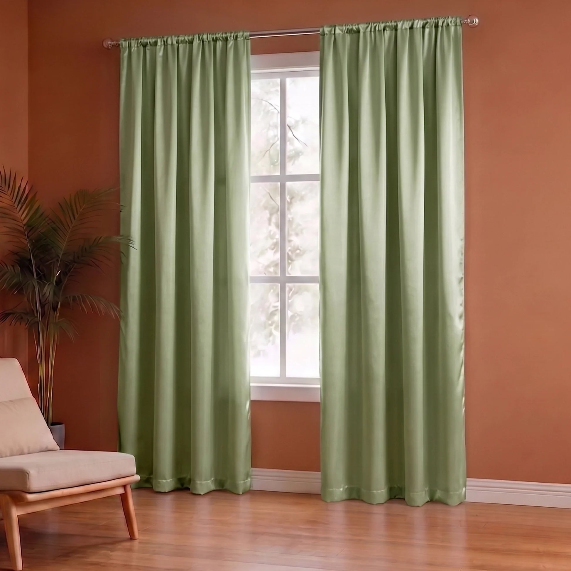 Fort Essential - Rod Pocket Blackout Curtain (Avacado Green)-4