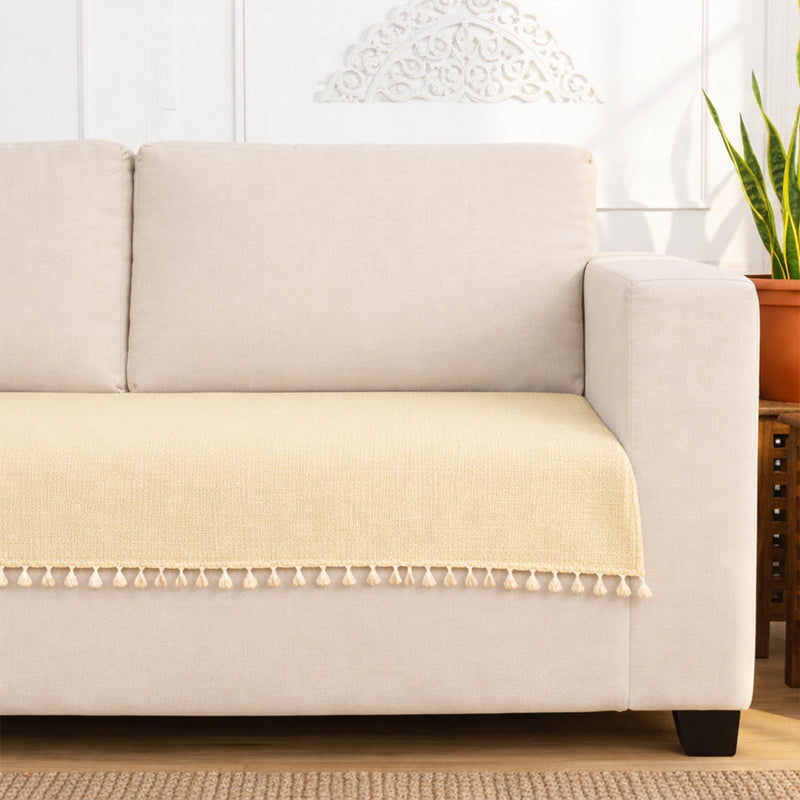 Chenille Solid Beige Sofa Cover-8