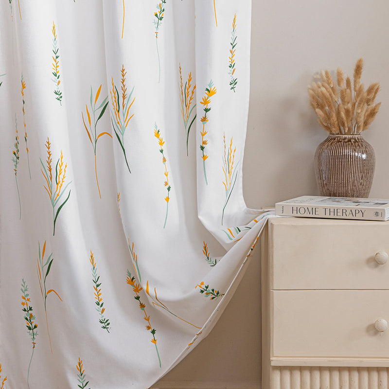 Leafscape Yellow & Green - Printed Rod Pocket Duck Curtain-3