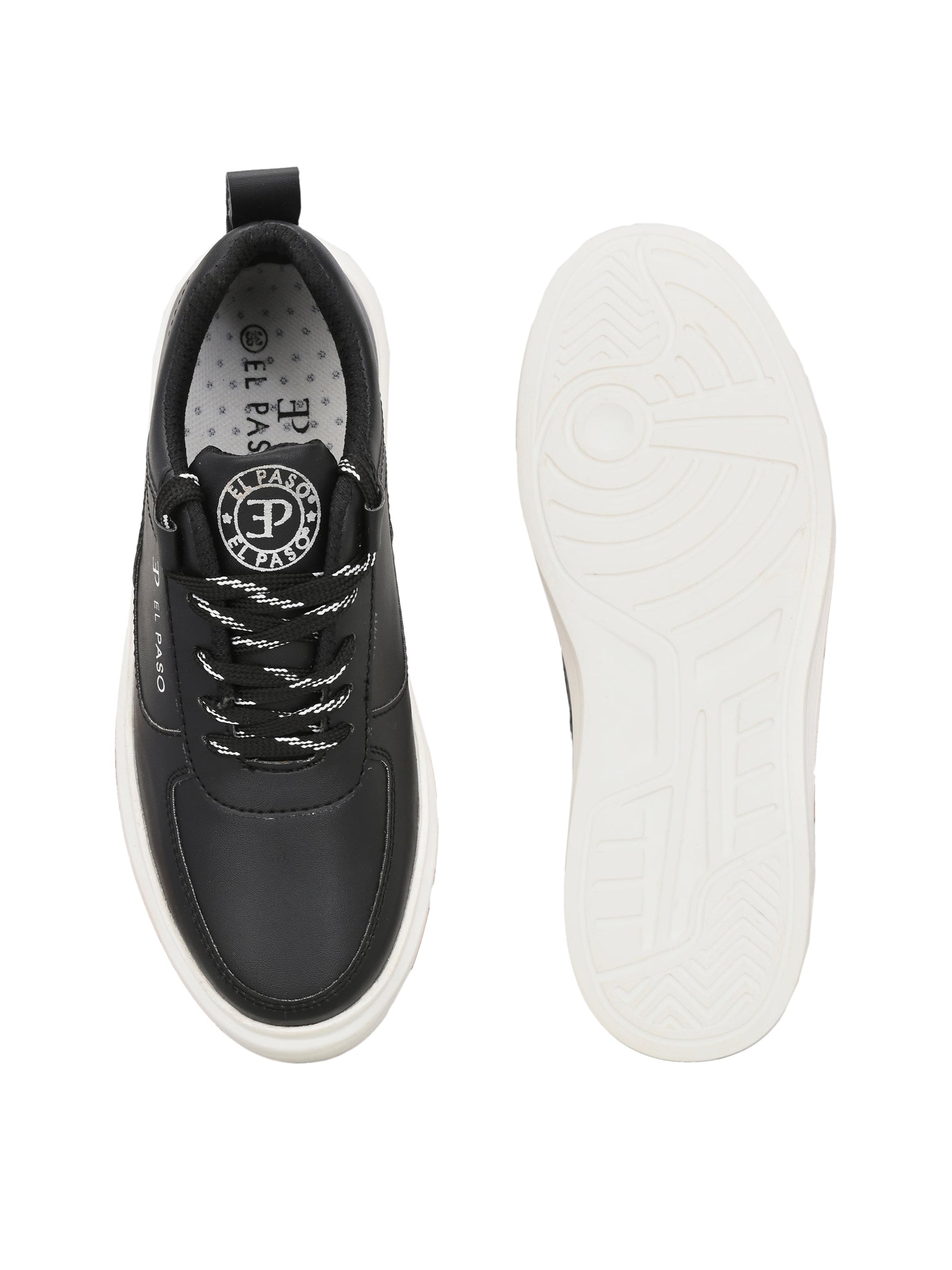 EL PASO Faux Leather Casual Lace Up Sneakers For Women-3