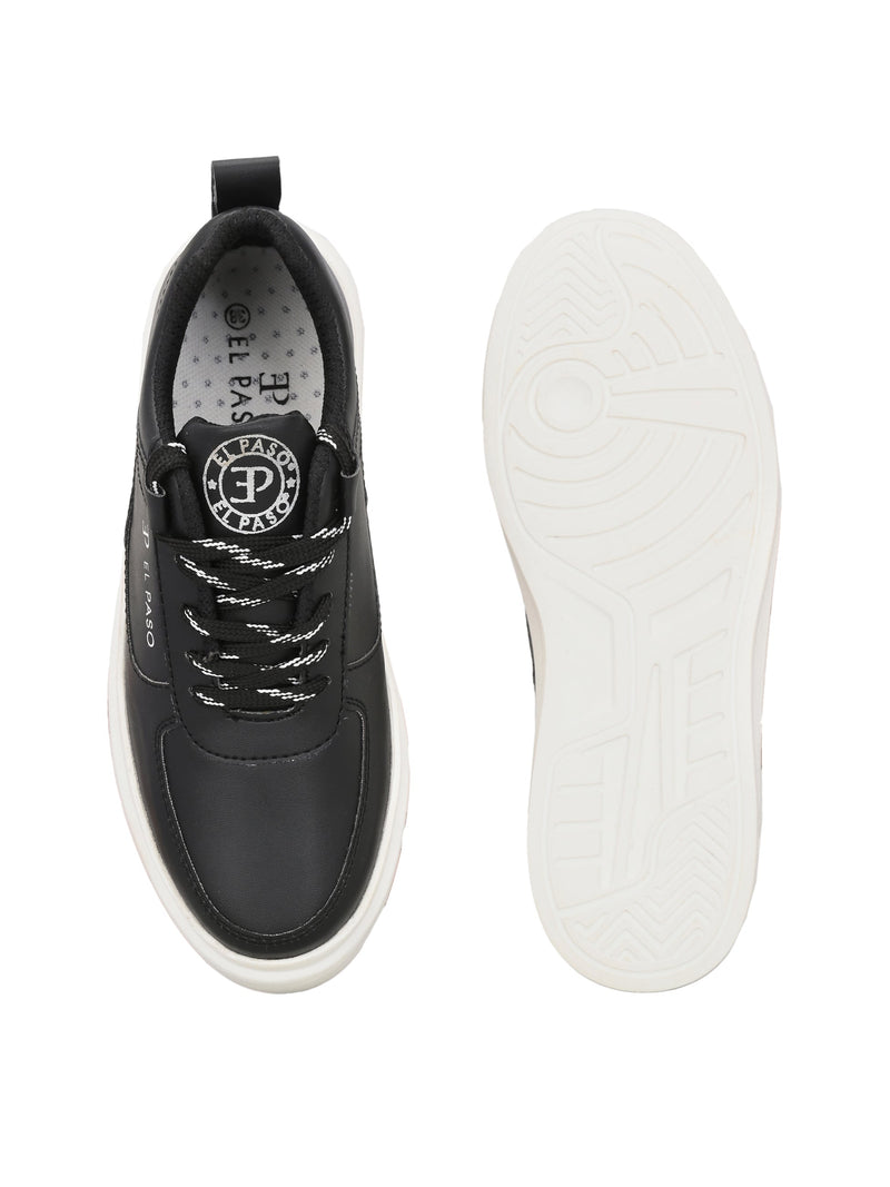 EL PASO Faux Leather Casual Lace Up Sneakers For Women-3