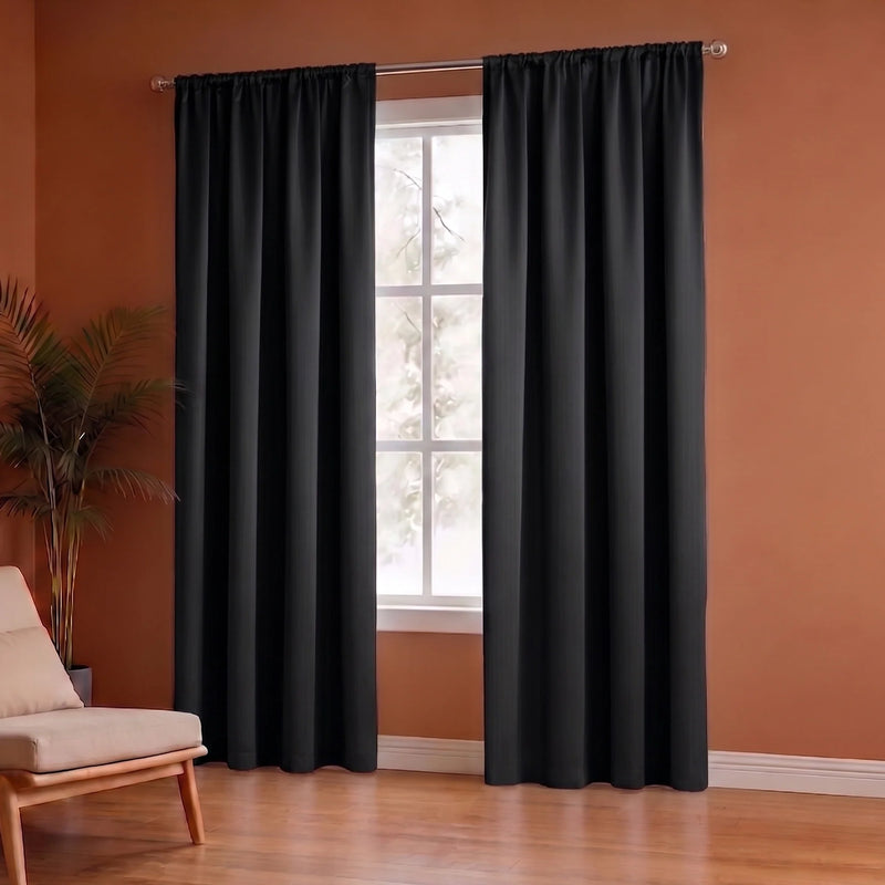 Fort Essential - Rod Pocket Blackout Curtain (Black)-4