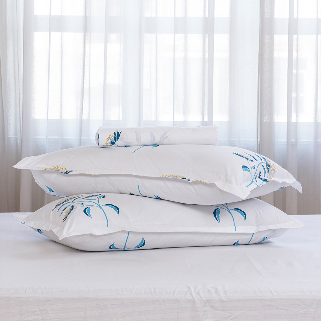 Wild Grace Flower - Floral Fitted Sheet (Turquoise & Blue)-4