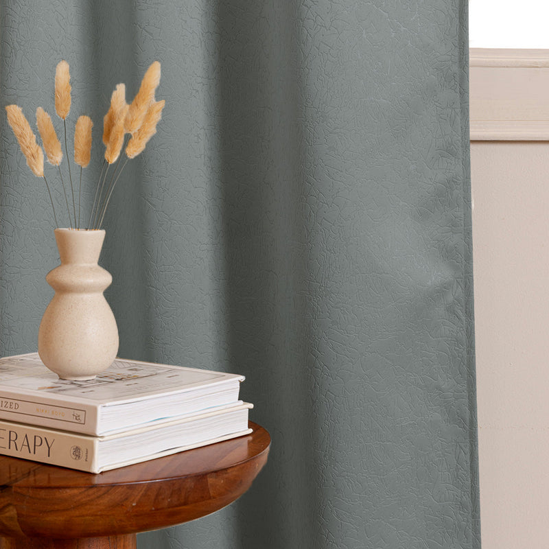 Fort Essential Abstract - Rod Pocket Black Backing Blackout Curtain (Grey)-4