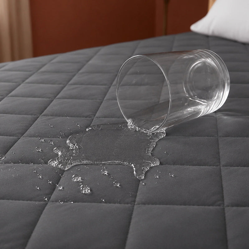 Ombre - Pure Shield Solid Quilted Mattress Protector (Grey)-4