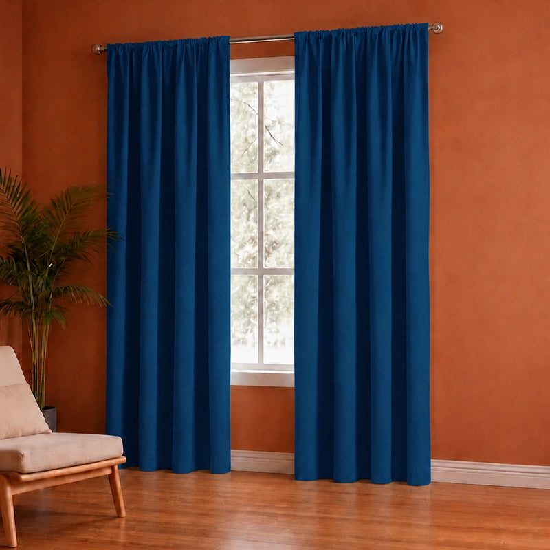 Fort Royal - Rod Pocket Velvet Curtain (Blue)-4