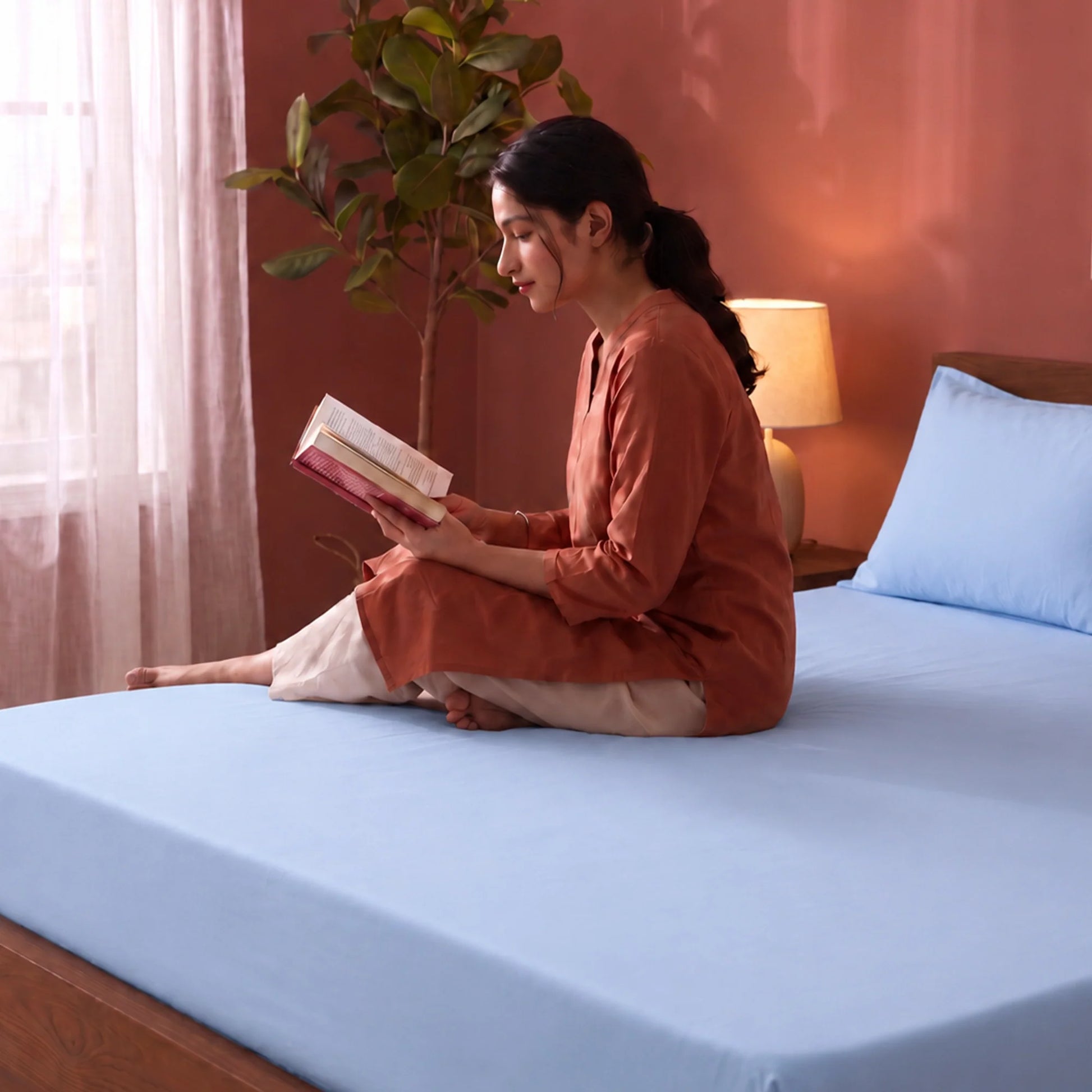 Fort Sublime - Solid Fitted Bedsheet (Sky Blue)-4