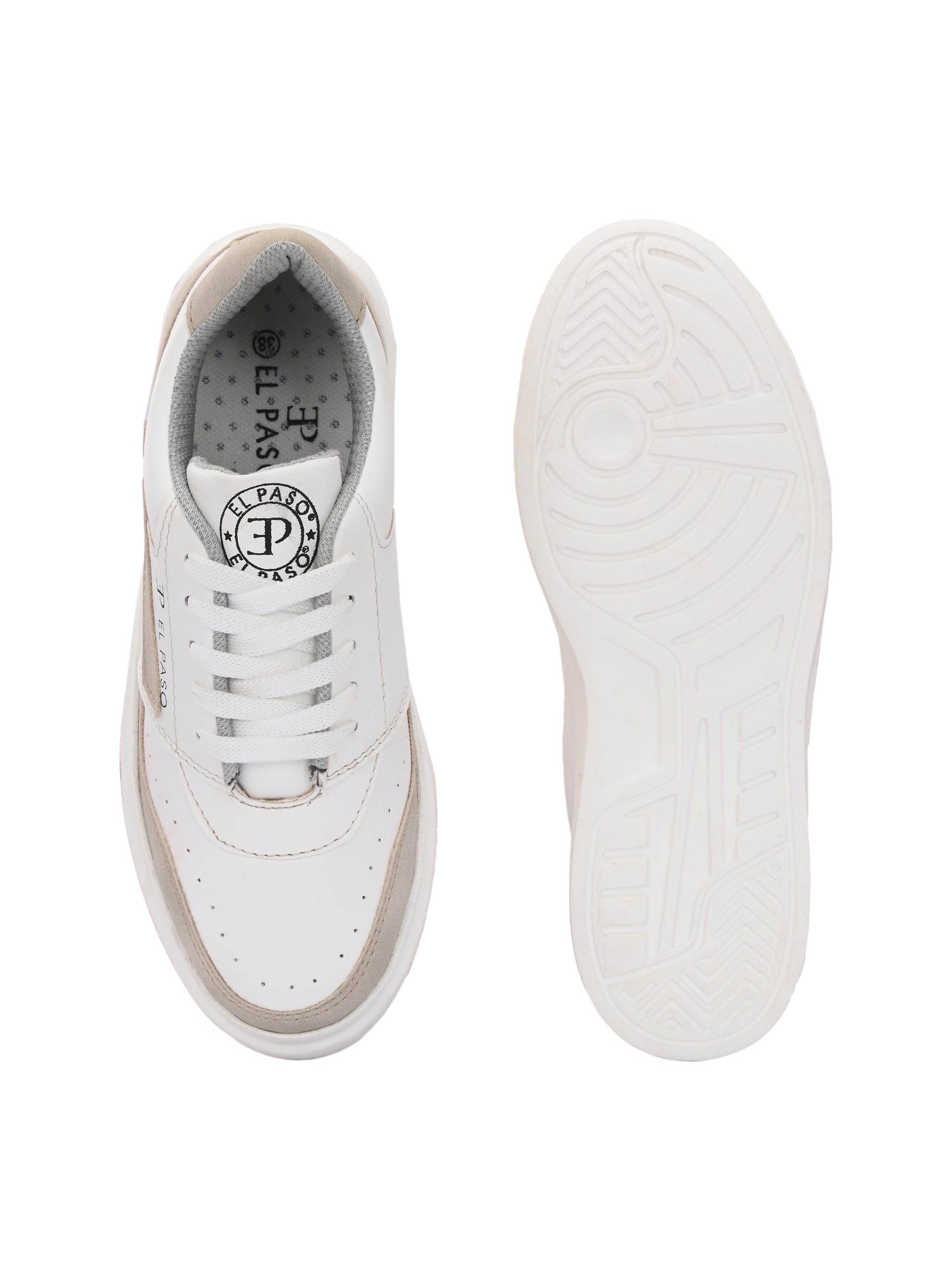 EL PASO Faux Leather Casual Lace Up Sneakers For Women-4
