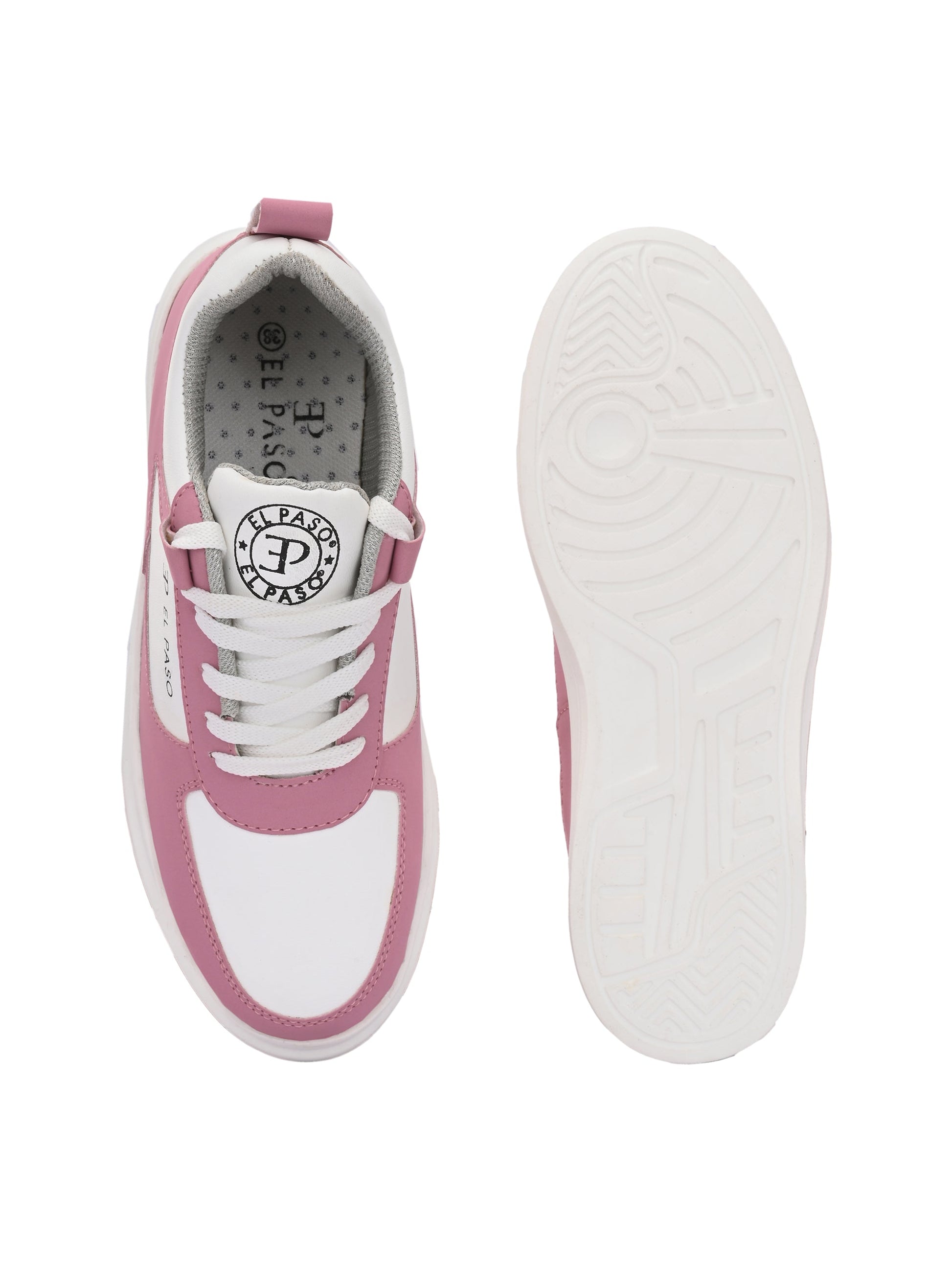 EL PASO Faux Leather Casual Lace Up Sneakers For Women-23