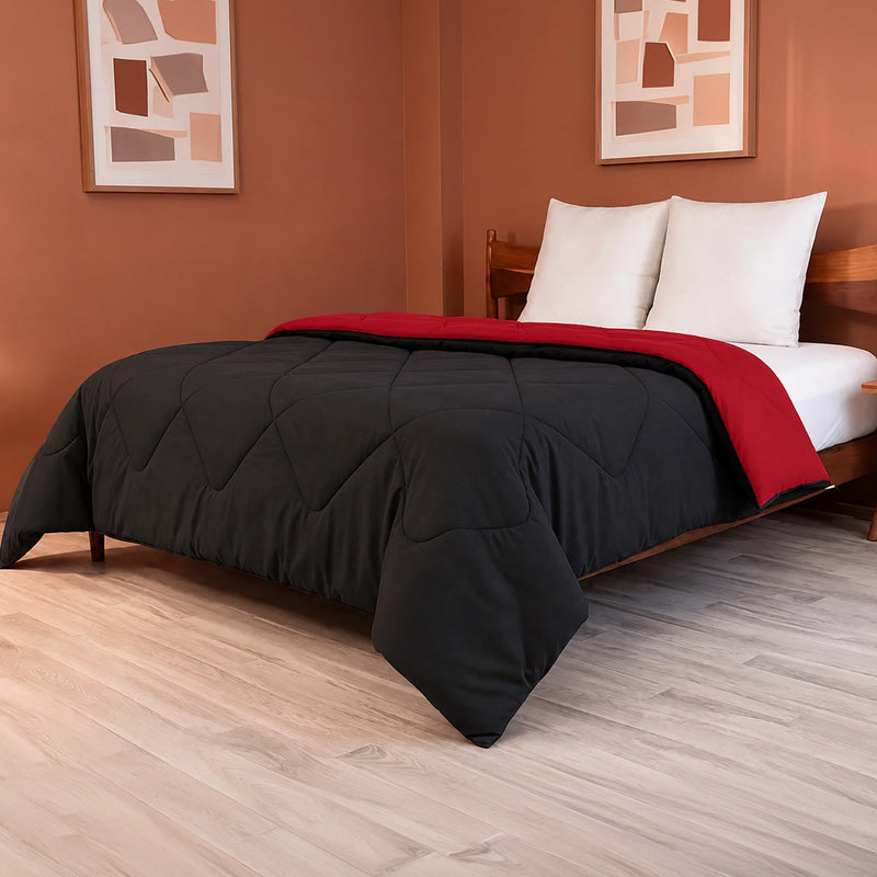 Fort - Reversible Duvet Comforter (Black & Maroon)-4