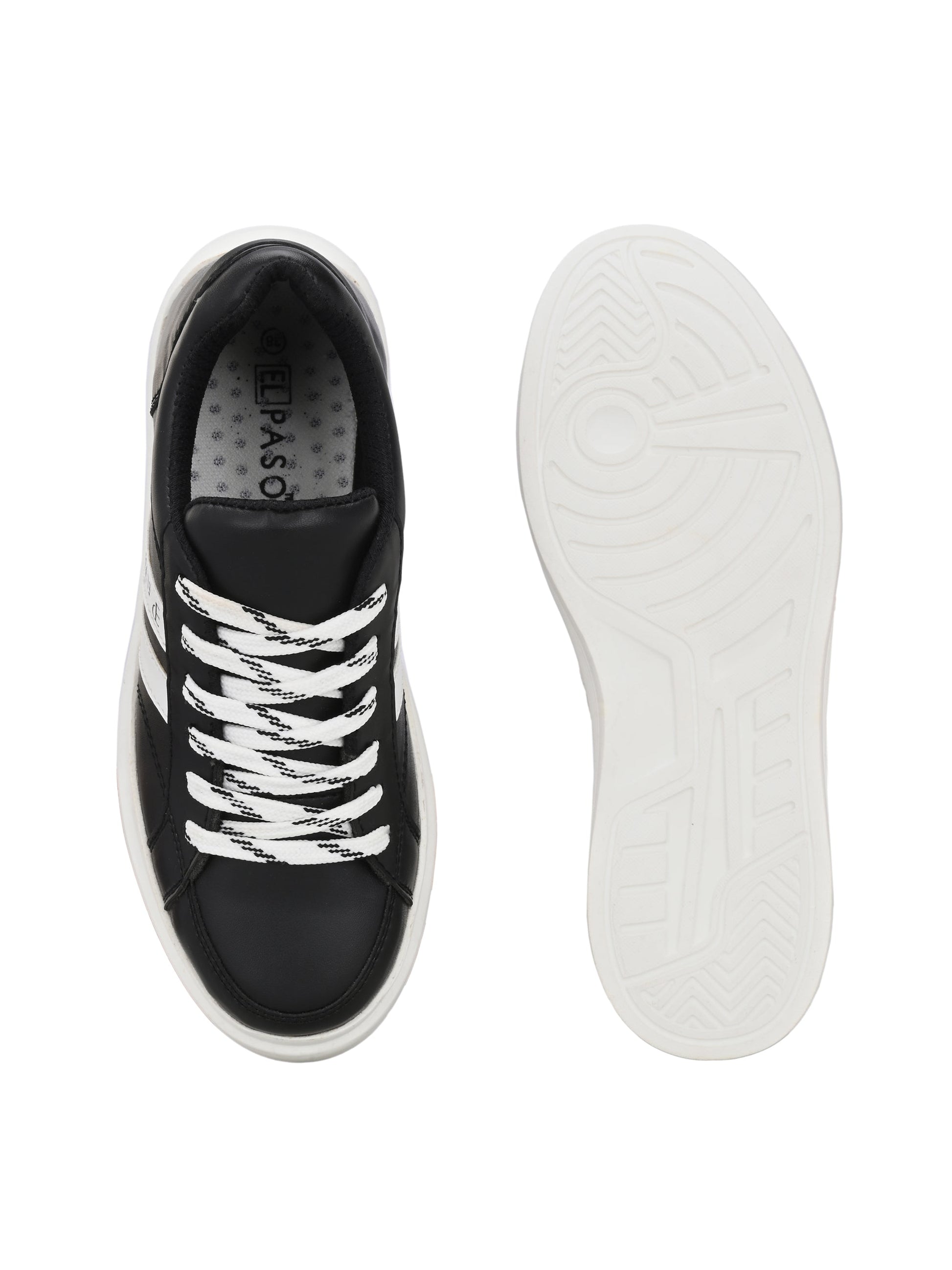 EL PASO Faux Leather Casual Lace Up Sneakers For Women-23