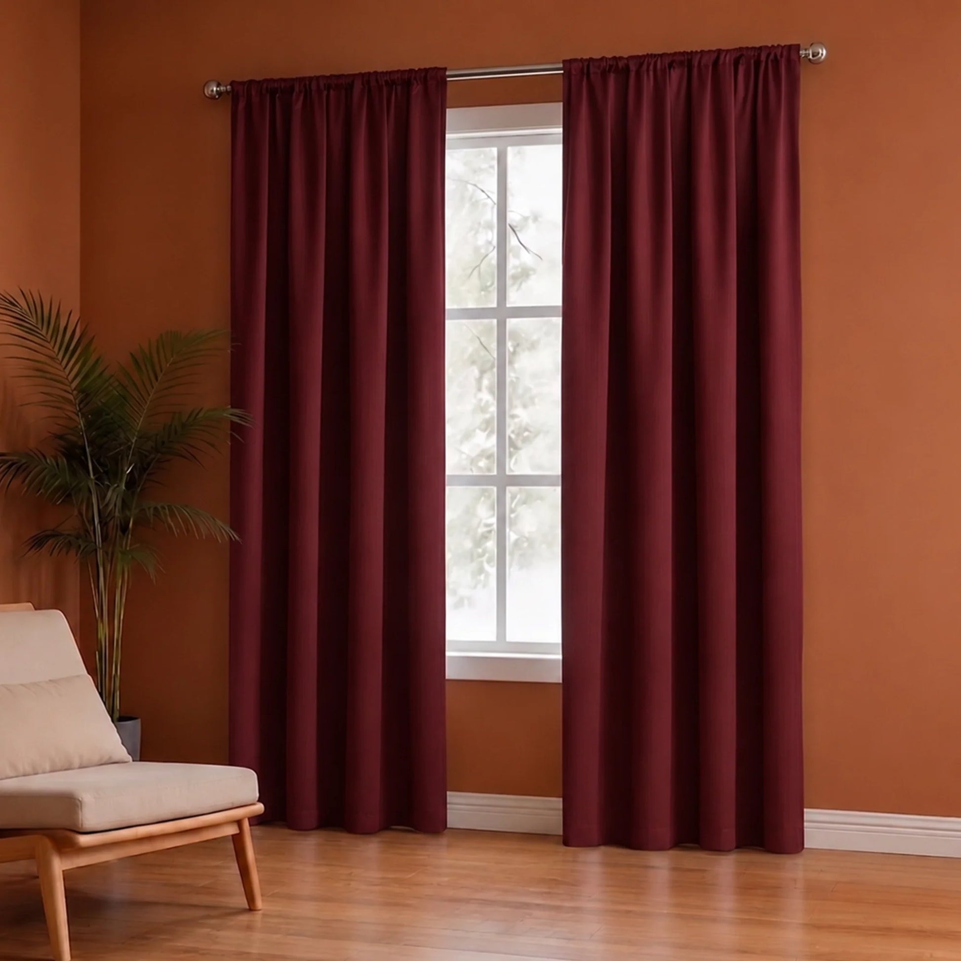 Fort Essential - Rod Pocket Blackout Curtain (Maroon)-4