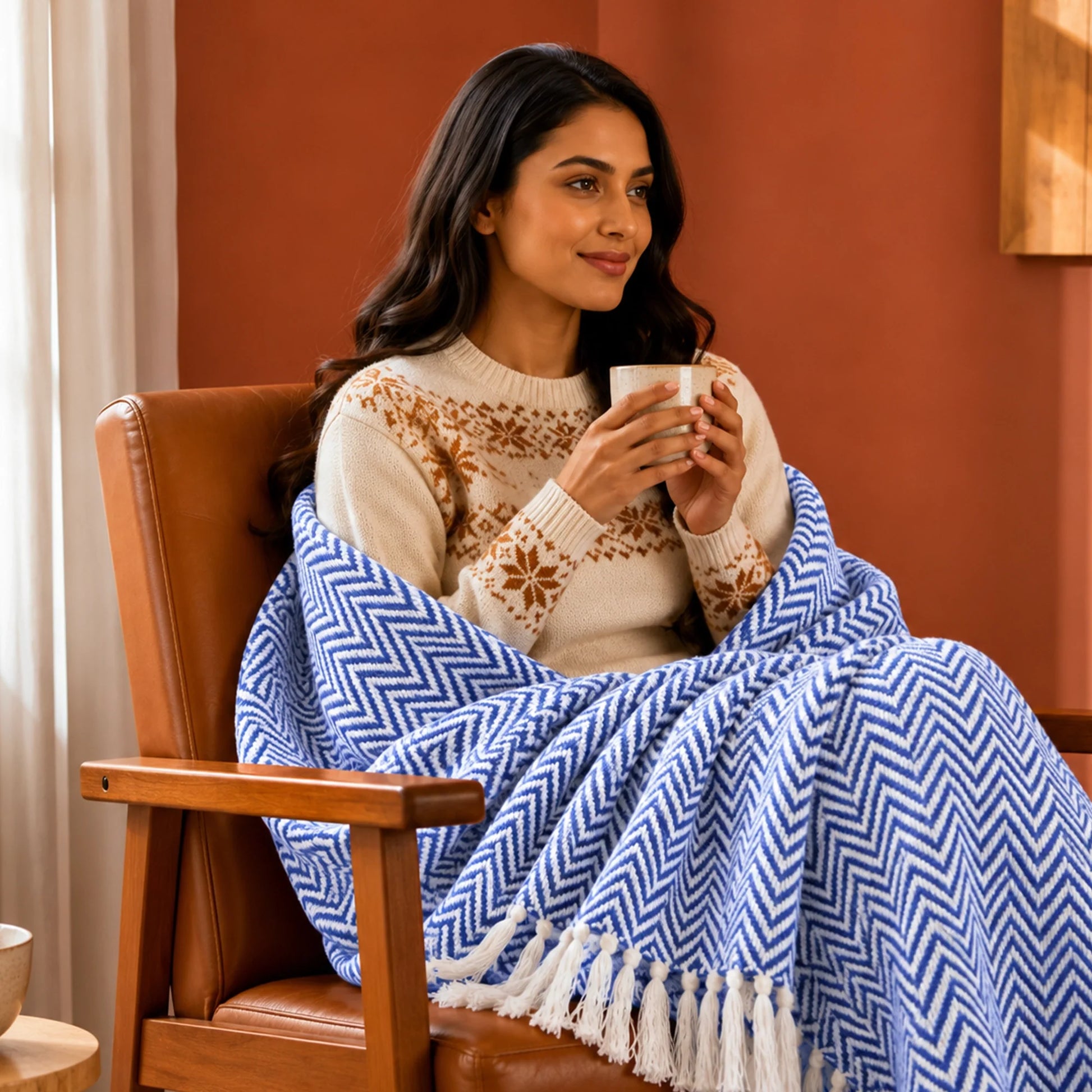 Tessitura Blue Chevron - Throw-4