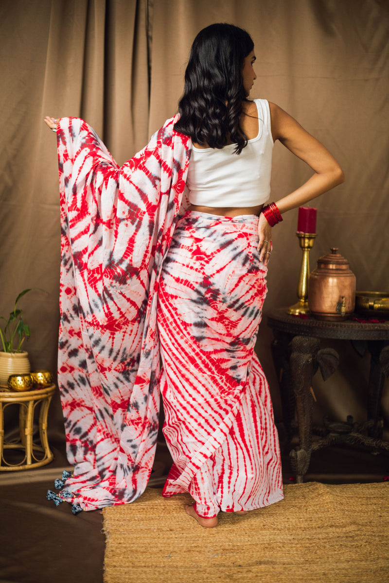 Cotton Mul Tie Dye Saree Laal Ishq-6