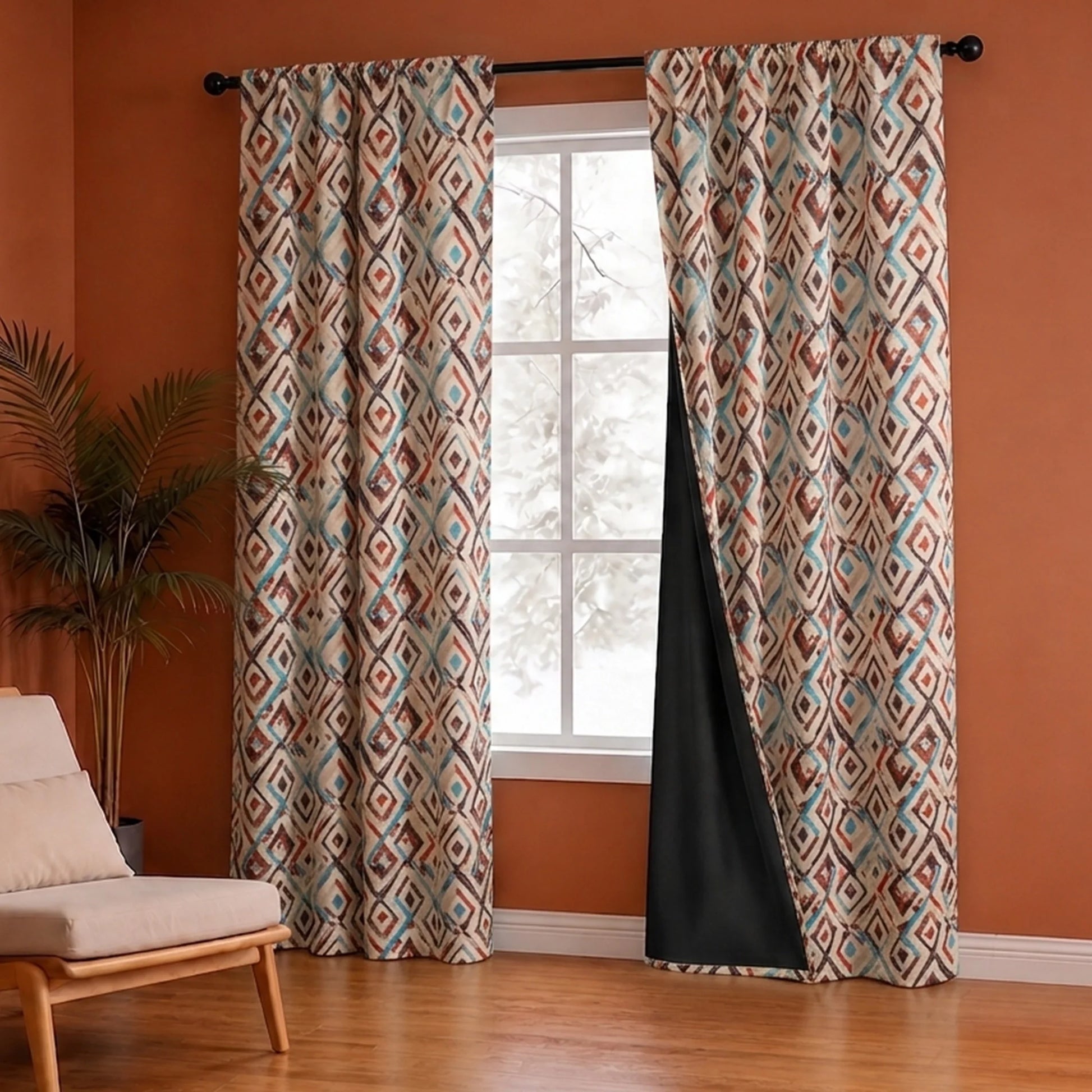 Imprimer Geometric - DP Rod Pocket Blackout Curtain (Multicolor)-4