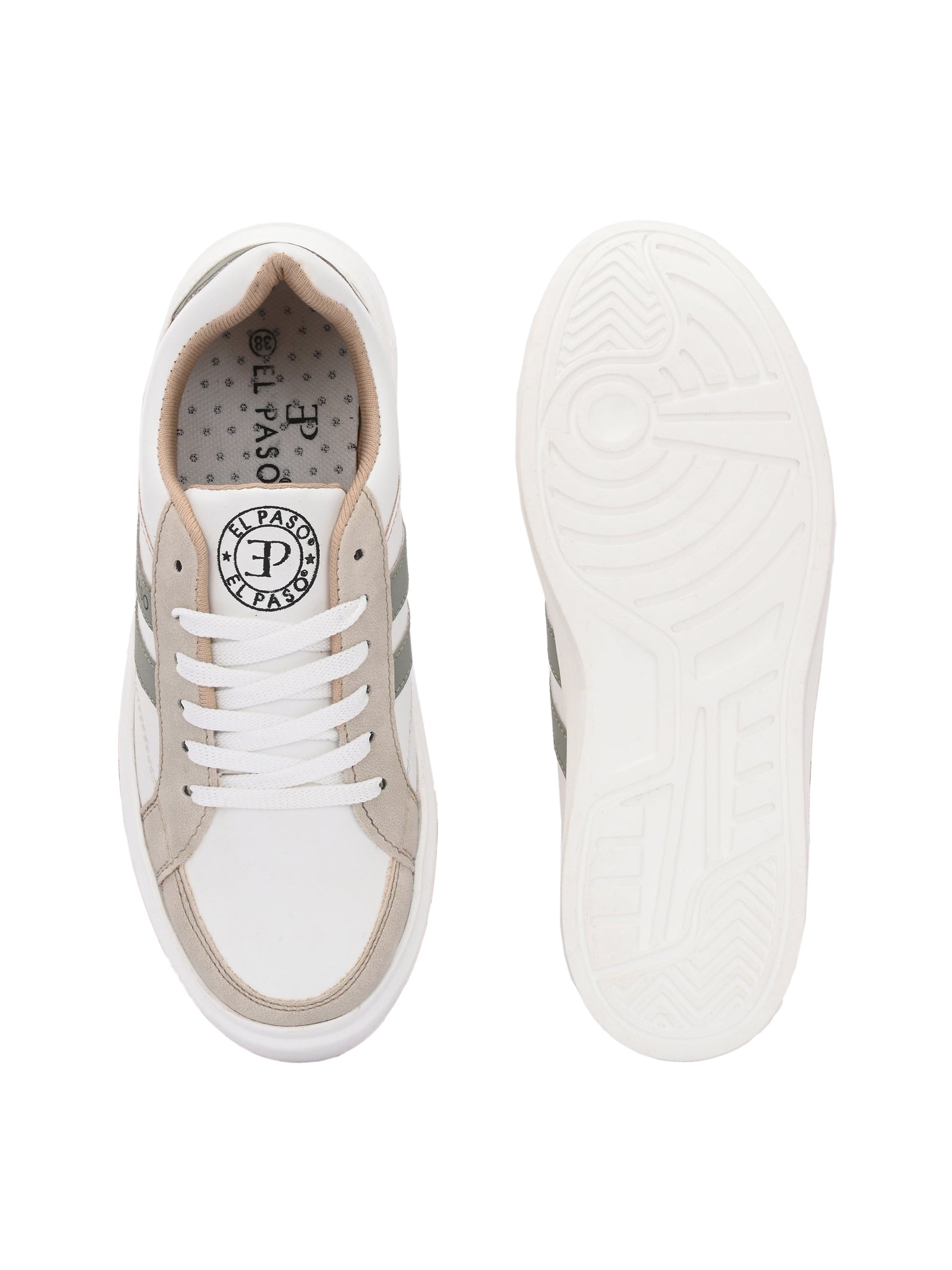 EL PASO Faux Leather Casual Lace Up Sneakers For Women-4