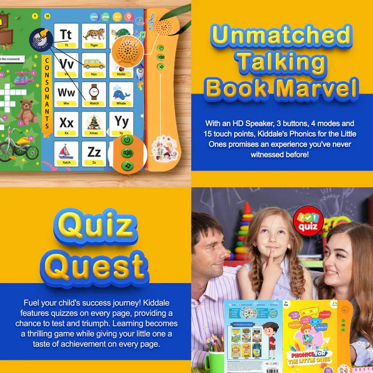 Kiddale Musical Phonics Book(2-6 years) | Interactive Talking Book for Early Reading, Pronunciation & Speech Development|Rhymes & Stories