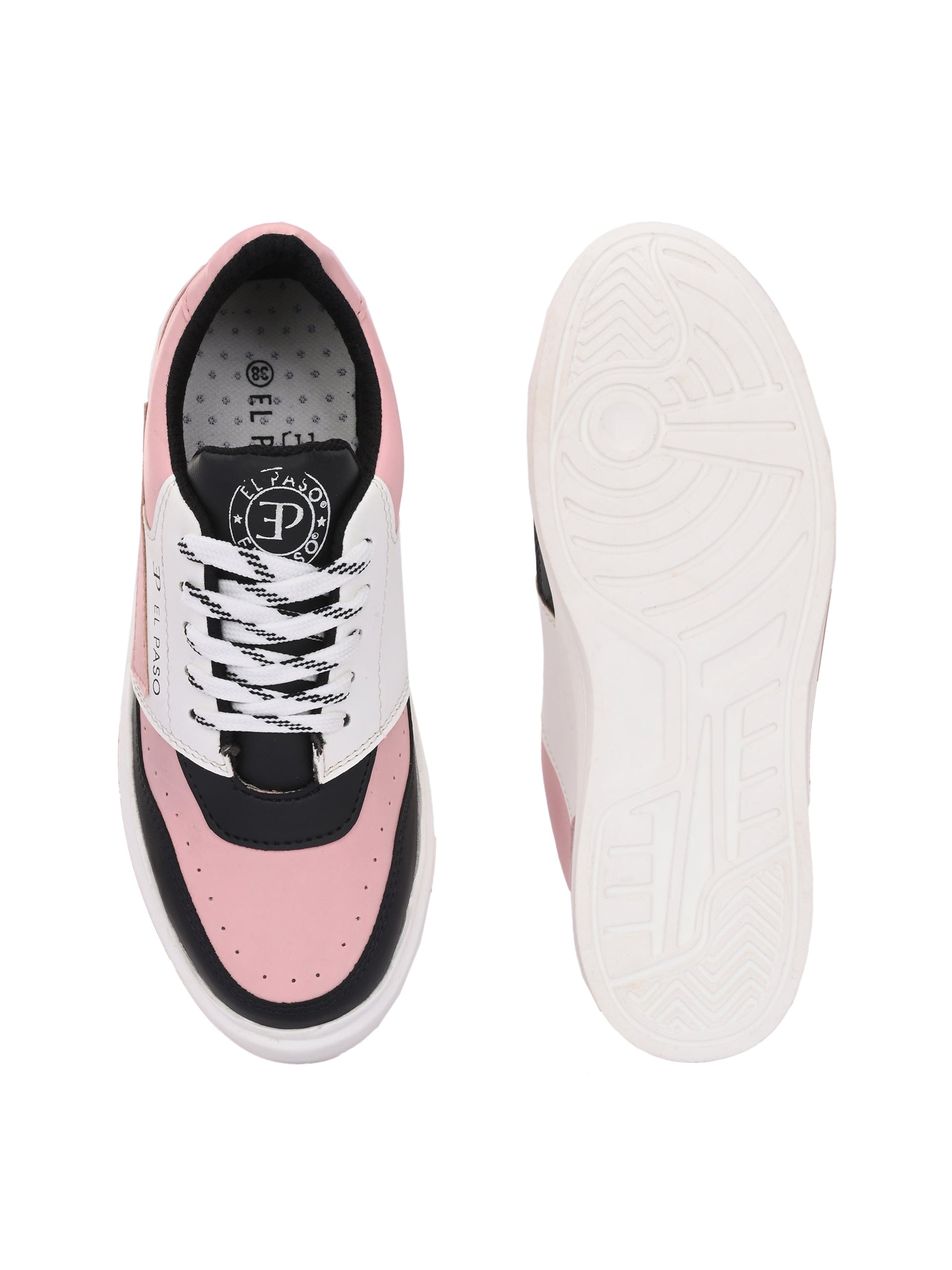 EL PASO Faux Leather Casual Lace Up Sneakers For Women-23