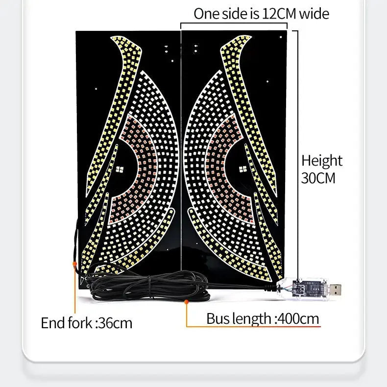 LED Matrix Pixel Panel Display Screen Flexible RGB USB Car Windshield Devil Eyes Lights for Car Truck Off-road SUV