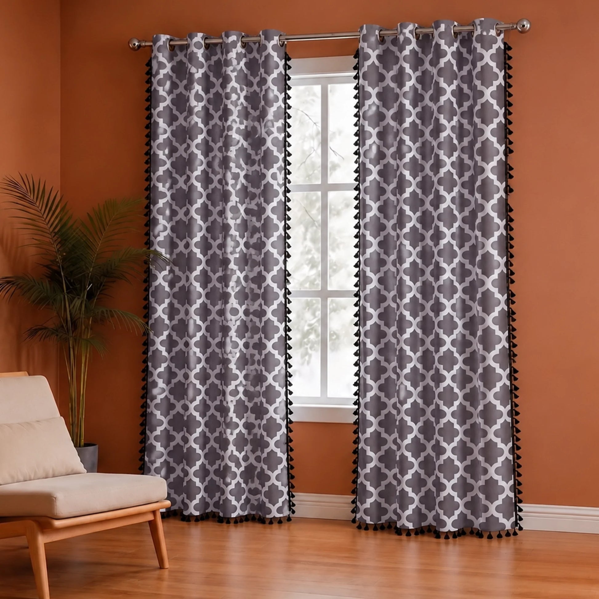 Imprimer Handpicked Soleil - Printed Semi Blackout Curtain (Grey)-4