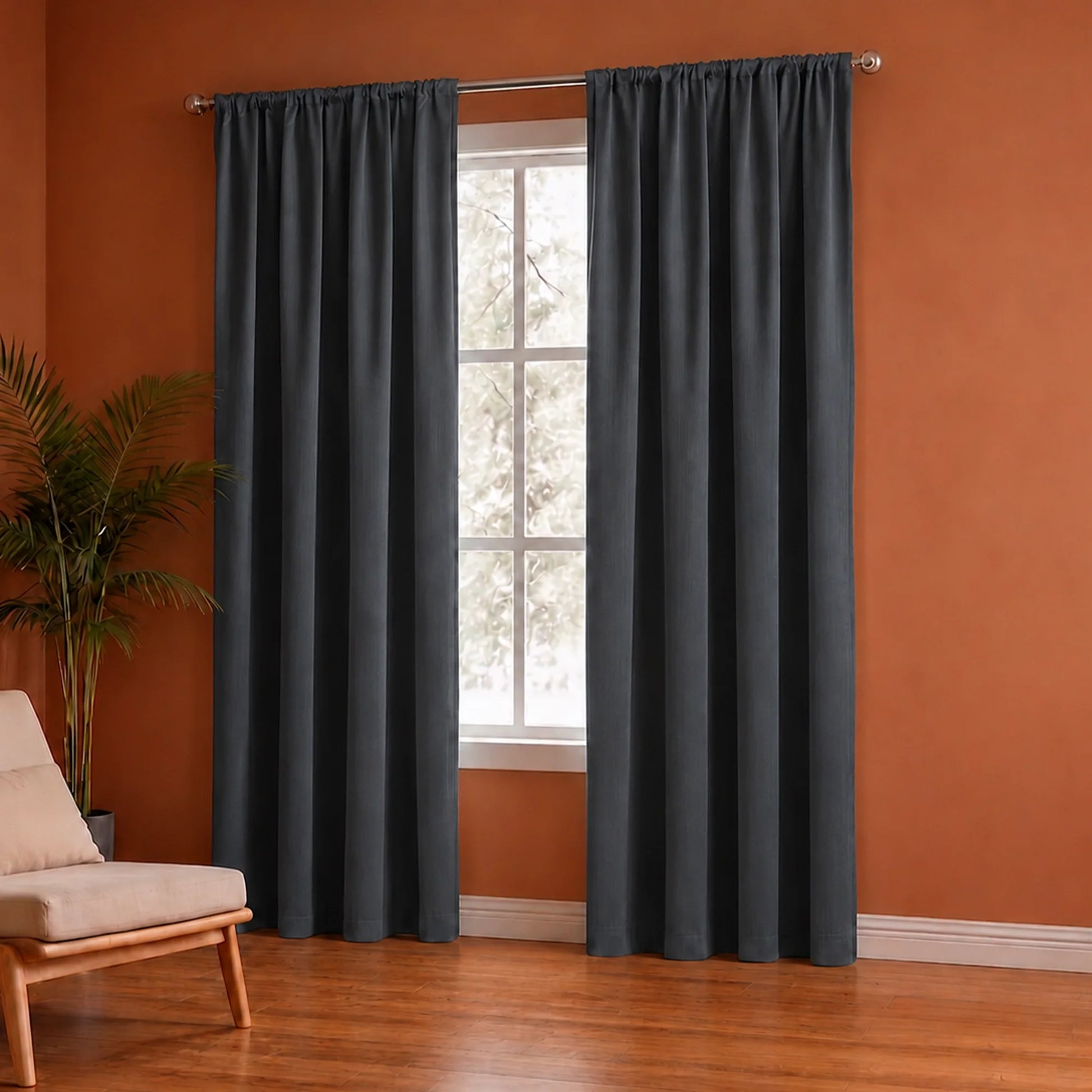 Fort Royal - Rod Pocket Velvet Curtain (Grey)-4