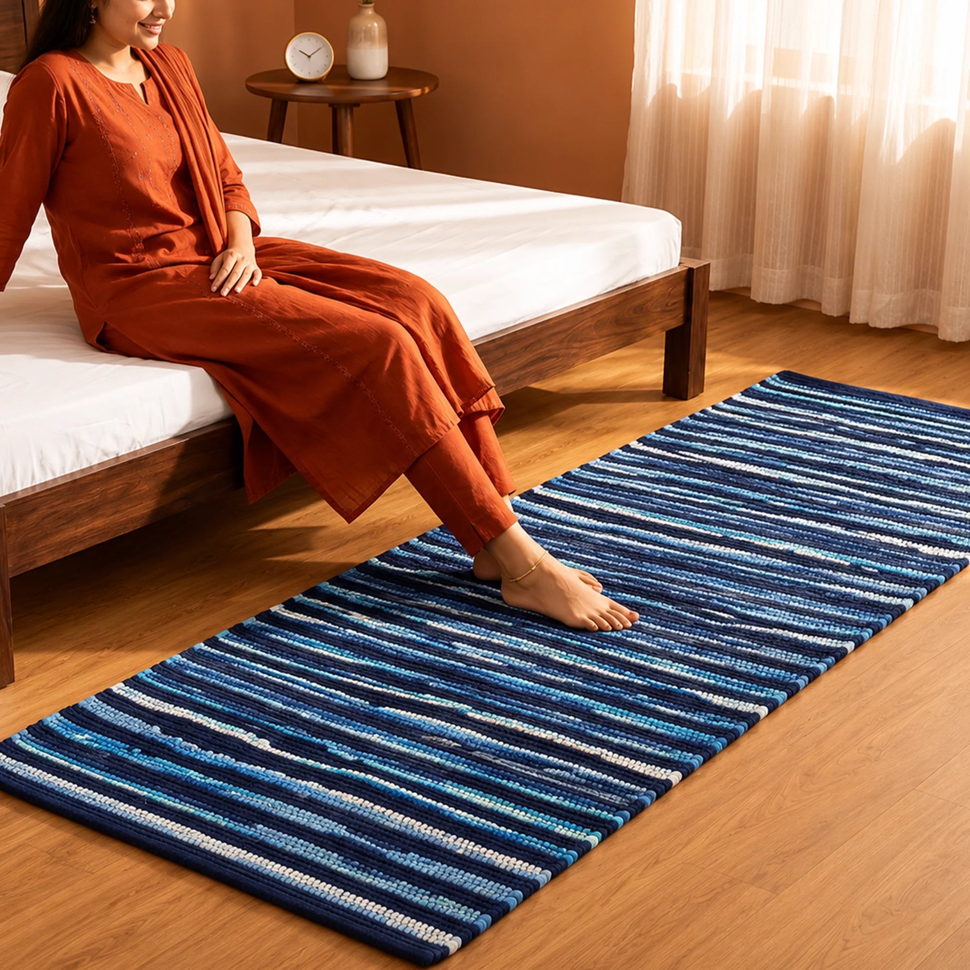 Earthology Harmony - Recycled Runner Rug (Navy Blue)-4