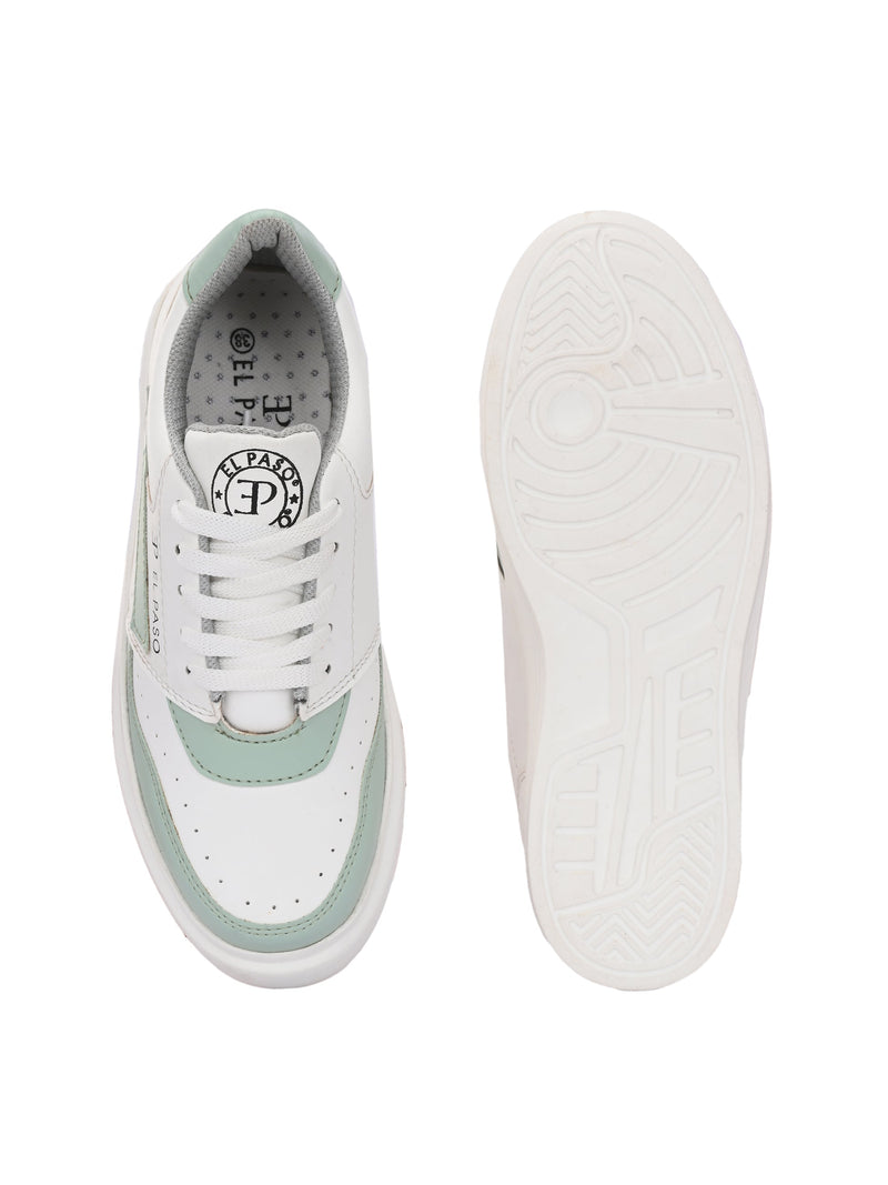 EL PASO Faux Leather Casual Lace Up Sneakers For Women-15