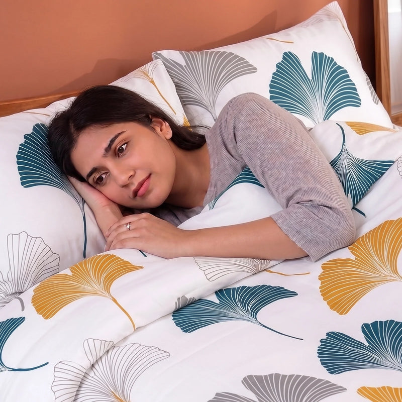 Imprimer Ginkyo - Printed Duvet Cover (Mustard & Grey)-4