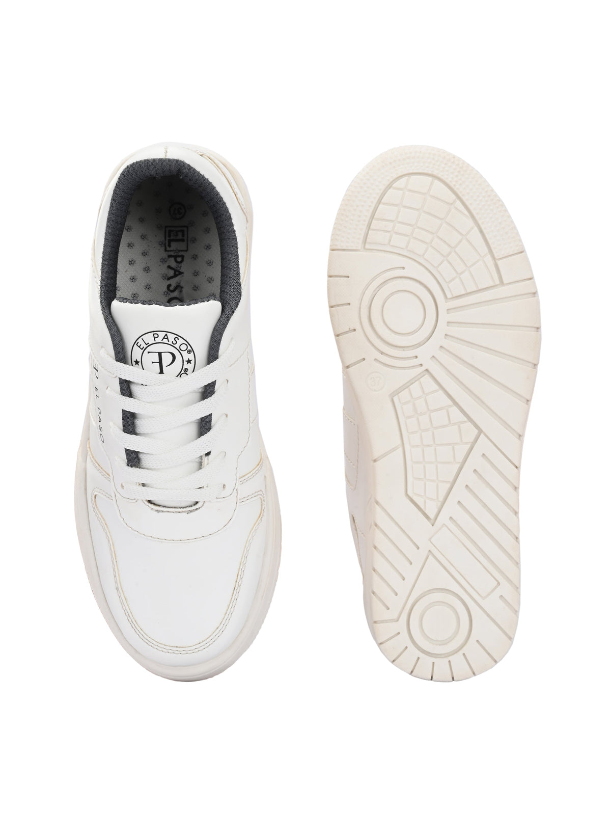 White Lace-Up Platform Heel Sneakers 