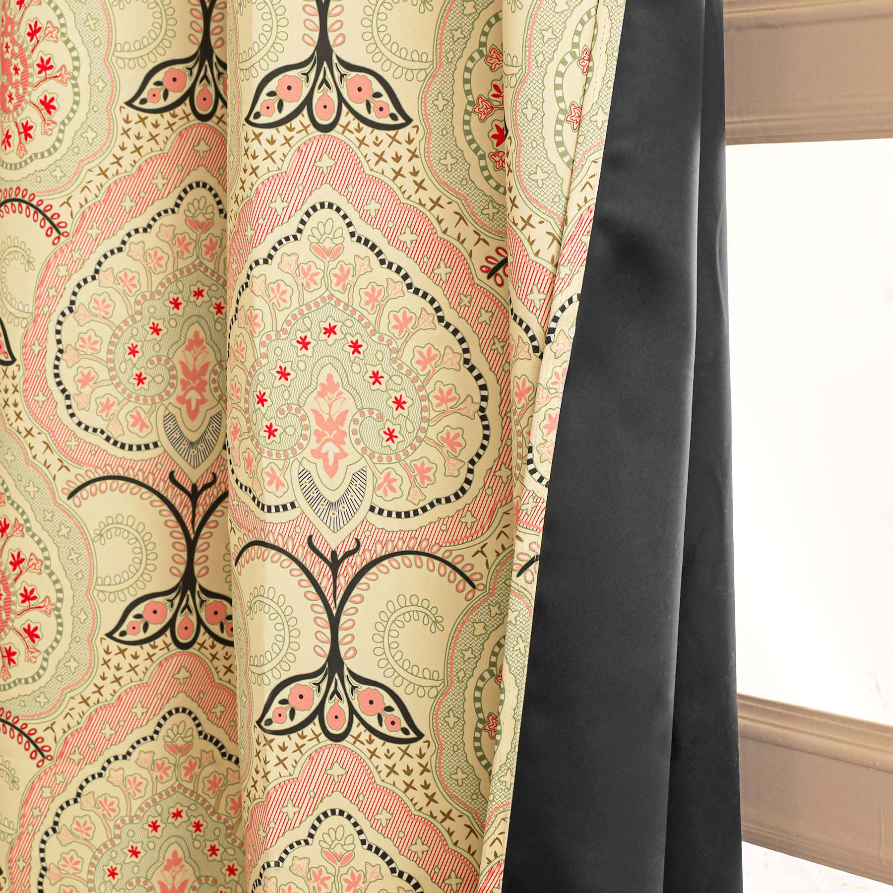 Imprimer Floral - Digital Printed Blackout Curtain (Green & Pink)-3