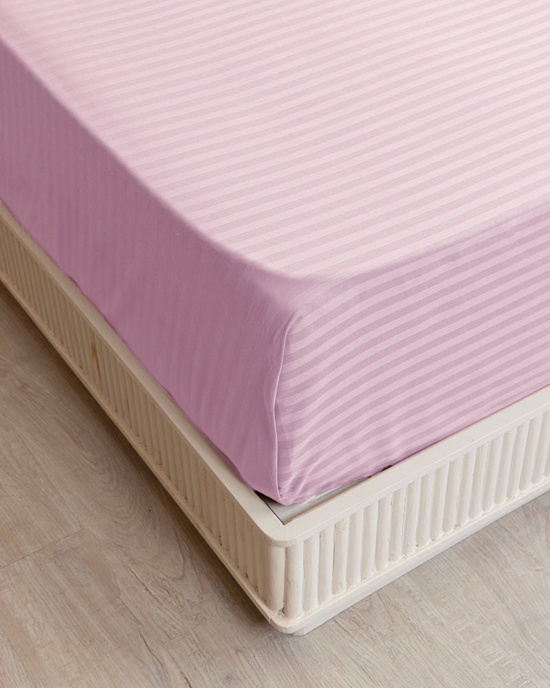 Breton Nap - Satin Stripes Bedsheet (Baby Pink)-5