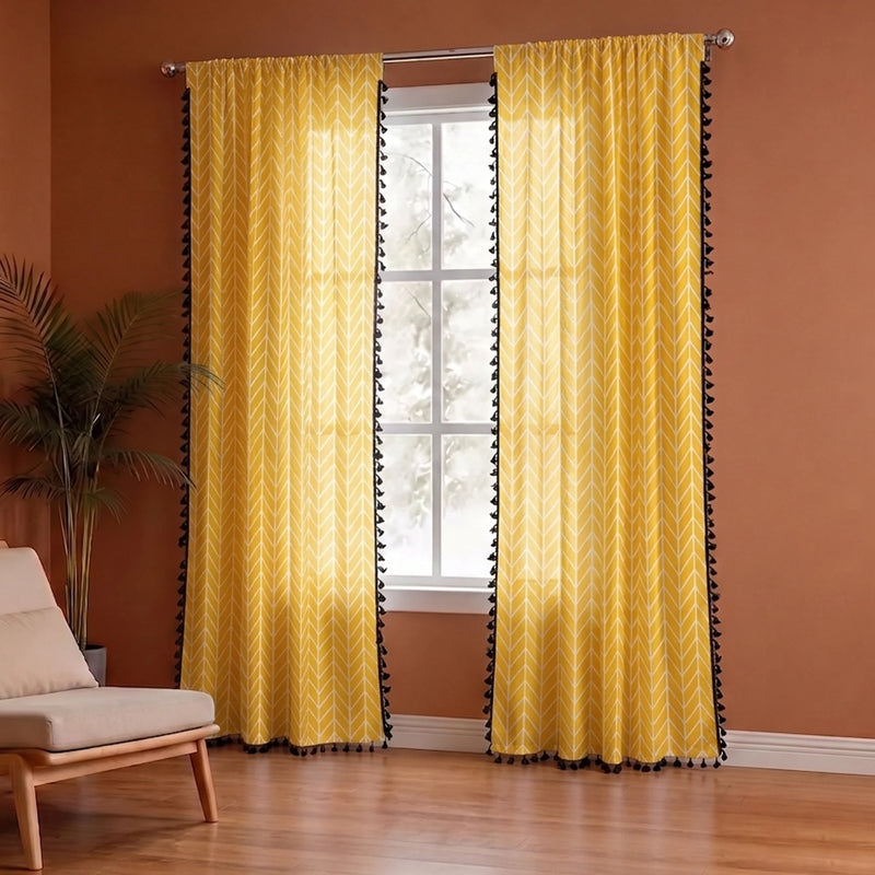 Imprimer Handpicked Aztec - Printed Semi Blackout Rod Pocket Curtain (Yellow)-4