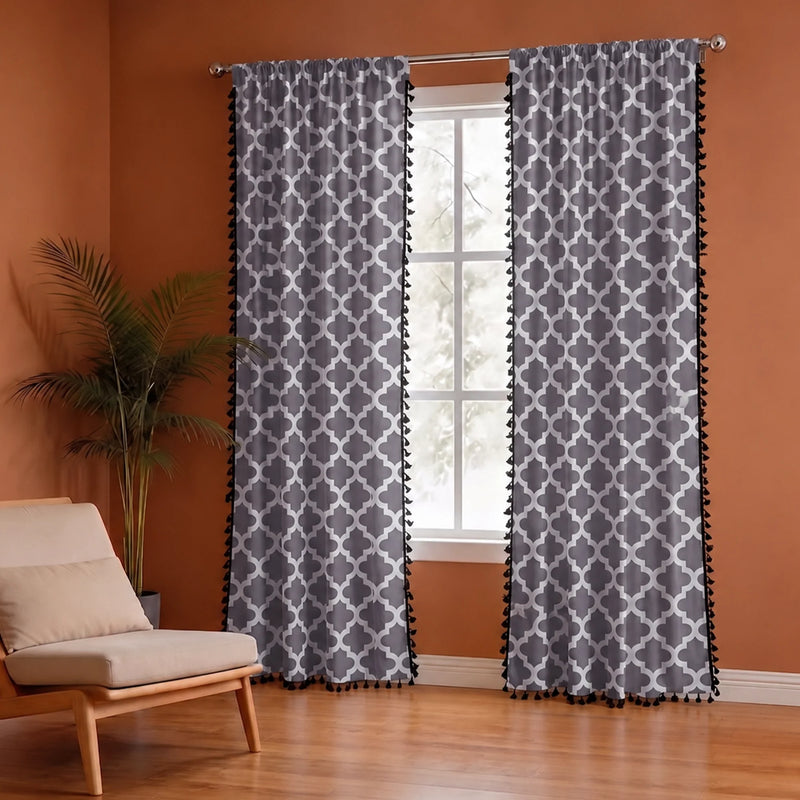 Imprimer Handpicked Soleil - Rod Pocket Printed Semi Blackout Curtain (Grey)-4