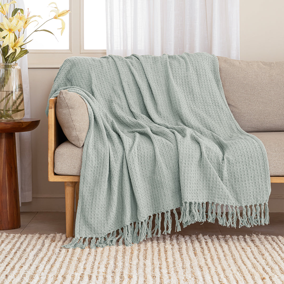 Ice Blue - Waffle Throw-4